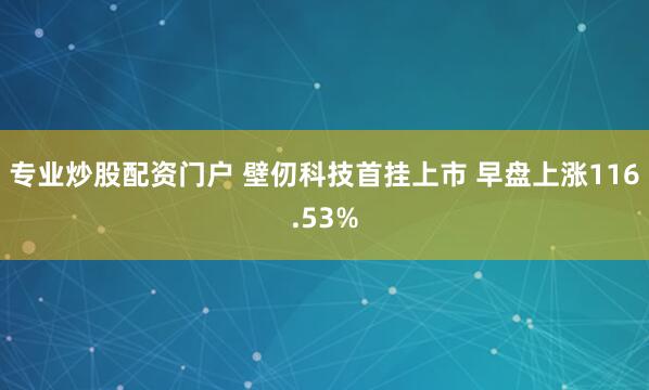 专业炒股配资门户 壁仞科技首挂上市 早盘上涨116.53%